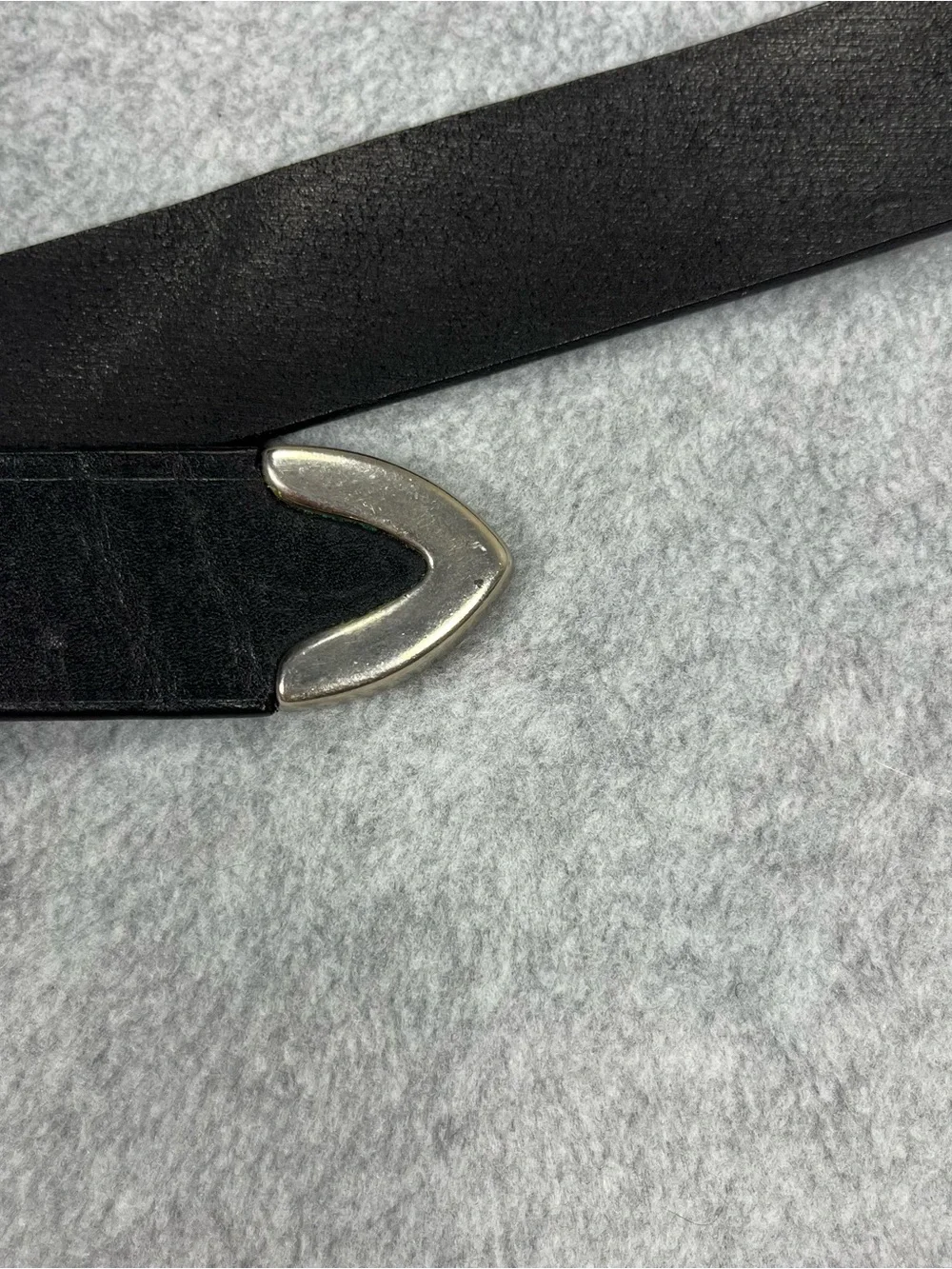 Unbranded Italian Leather Belt Men’s 36 Black Made in USA Silver Buckle Casual